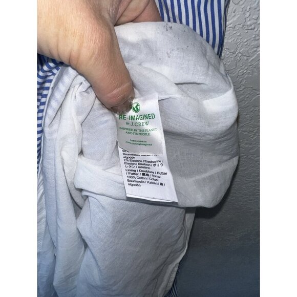 J. CREW Sleeveless A-Line Dress 2 NEW Seersucker Blue Striped Cotton Tiered 1A - Picture 6 of 12